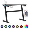 vidaXL Gaming Desk LED with Z Shape Legs Black 90x60x75 cm