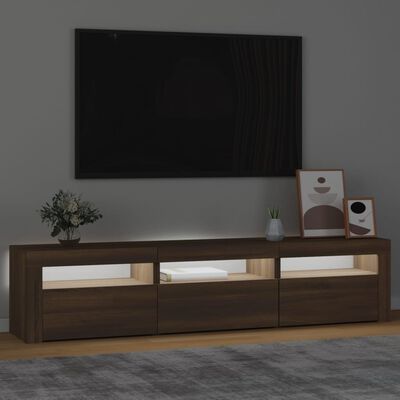 vidaXL TV Cabinet with LED Lights Brown Oak 180x35x40 cm