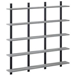 vidaXL Wall Shelf Grey Sonoma 102 x 13.5 x 102 cm Engineered Wood