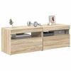 vidaXL TV Cabinets with LED Lights 2 pcs Sonoma Oak 60x35x40 cm