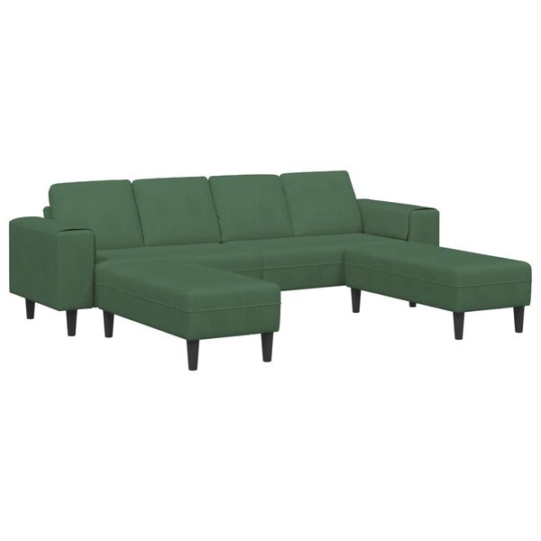 vidaXL Sofa with Cushion Dark Green 250 x 188 x 76 cm Corduroy Fabric