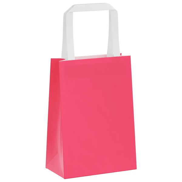 vidaXL Paper Bags 250 pcs with Handles Pink 15x8x21 cm