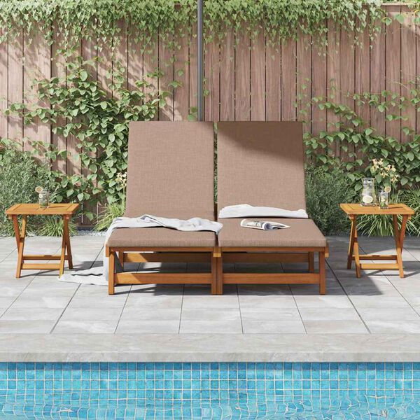 vidaXL Sun Lounger Reclining with Cushion Taupe Solid Acacia Wood