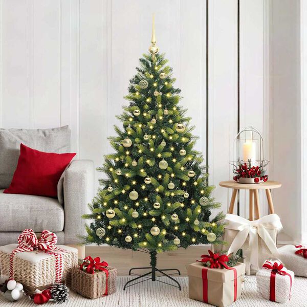 vidaXL Artificial Hinged Christmas Tree 150 LEDs Green 150 cm