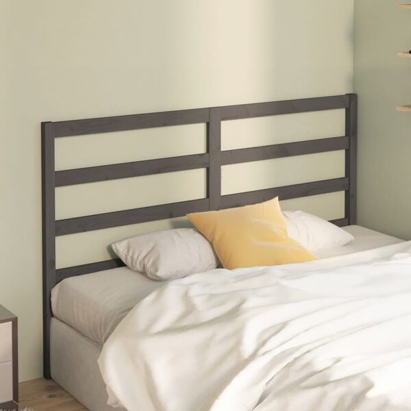 vidaXL Bed Headboard Grey 141x4x100 cm Solid Wood Pine