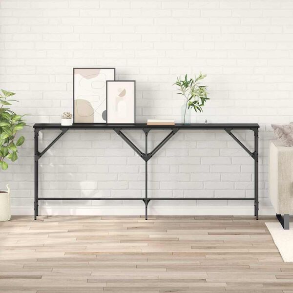 vidaXL Console Table Black Oak 180 x 30 x 75 cm Engineered Wood