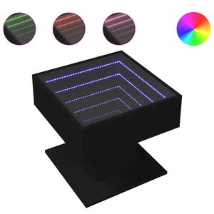 vidaXL Coffee Table with LED Black 50x50x45 cm Engineered Wood