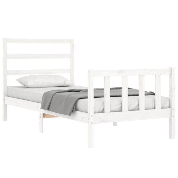 vidaXL Bed Frame without Mattress White Small Single Solid Wood Pine