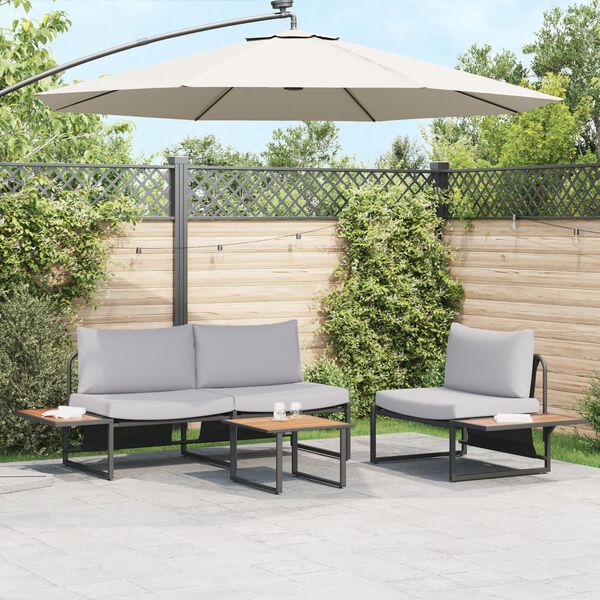 vidaXL Garden Dining Set 3 pcs Light Grey Steel