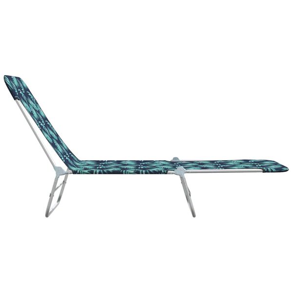 vidaXL Folding Sun Loungers 2 pcs Steel and Fabric Leaf Pattern