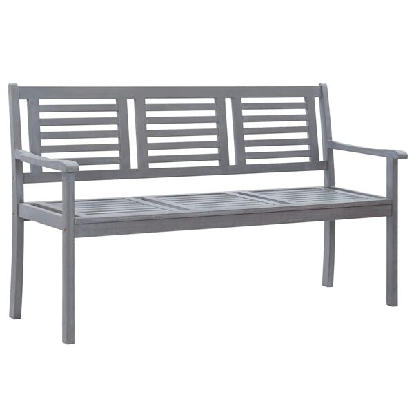 vidaXL 3-Seater Garden Bench 150 cm Grey Solid Eucalyptus Wood
