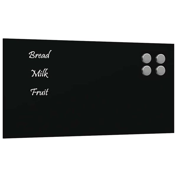 vidaXL Wall-mounted Magnetic Board Black 40x20 cm Tempered Glass