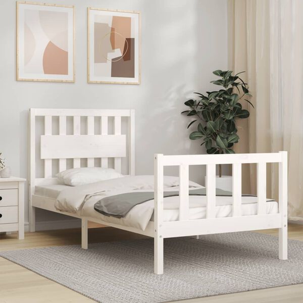 vidaXL Bed Frame without Mattress White 90x200 cm Solid Wood Pine