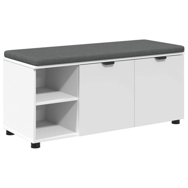 vidaXL Hall Bench White 100 x 38 x 46 cm Engineered Wood and Fabric