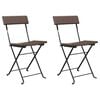 vidaXL Folding Bistro Chairs 2 pcs Brown Poly Rattan and Steel