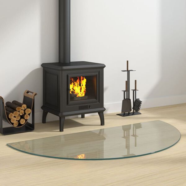 vidaXL Fireplace Glass Plate Half Round 1200x600 mm