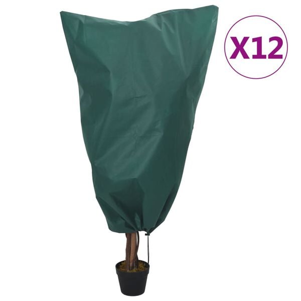vidaXL Plant Fleece Covers with Drawstring 12 pcs 70 g/m&sup2; 0.8x1.2 m