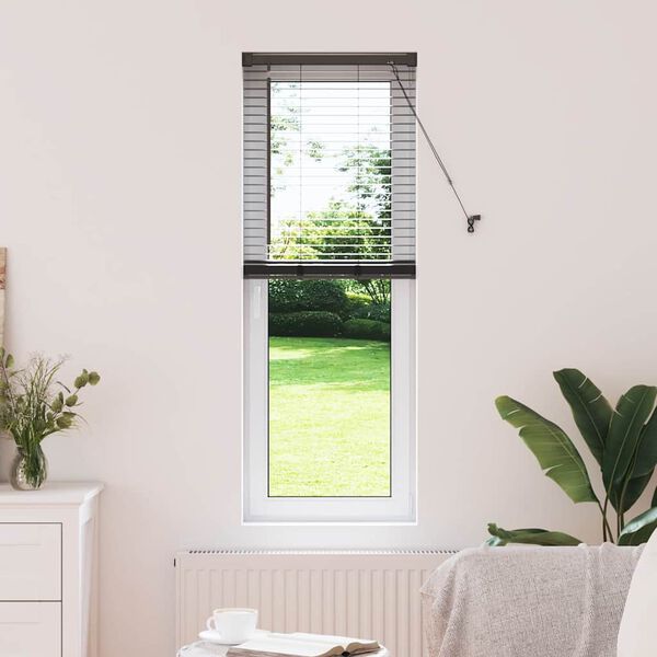 vidaXL Window Blind with Curtains Manual Black Aluminium