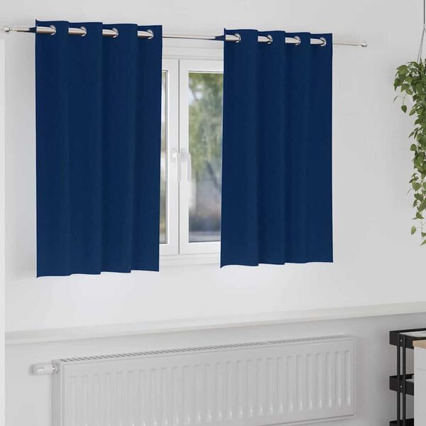 vidaXL Blackout Curtains with Rings 2 pcs Dark Blue 140 x 140 cm