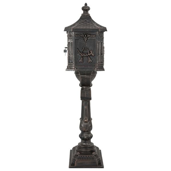 vidaXL Standing Mailbox Bronze 42.5 x 29.5 x 117 cm Cast Aluminum