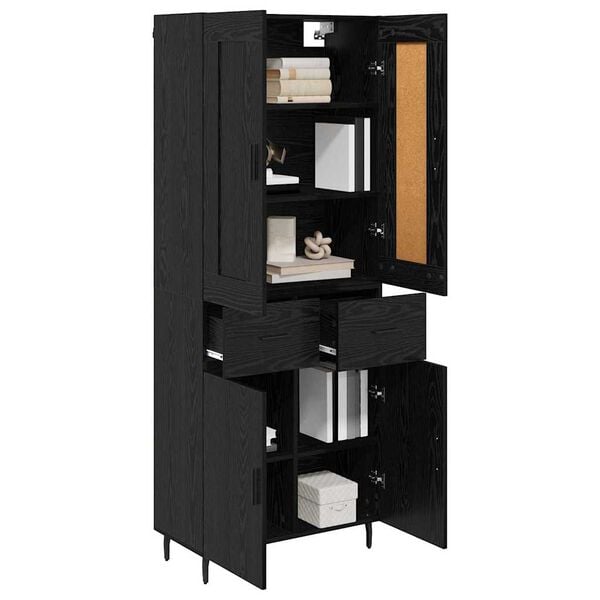 vidaXL Highboard with Drawer 2 pcs Black Oak Engineered Wood