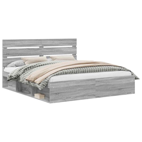 vidaXL Bed Frame Grey Sonoma 180 x 200 cm Solid Pine Wood