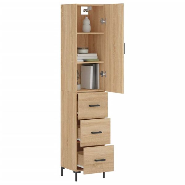 vidaXL Highboard Sonoma Oak 34.5x34x180 cm Engineered Wood