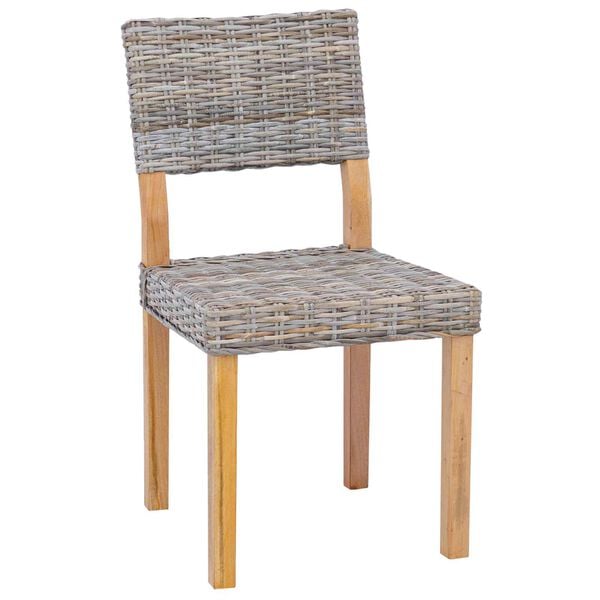 vidaXL Dining Chair 2 pcs Kubu Grey 46 x 55 x 84 cm Kubu Rattan