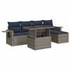 vidaXL 6 Piece Garden Sofa Set with Cushions Grey Poly Rattan Acacia
