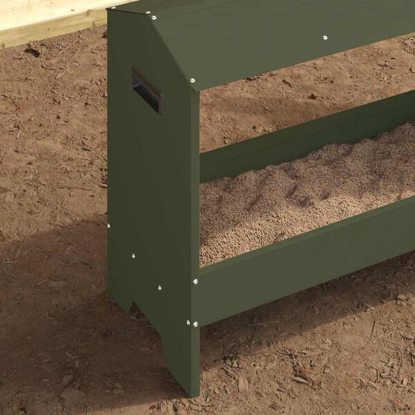 vidaXL Chicken Feeding Trough Olive Green 81 x 32 x 53.5 cm
