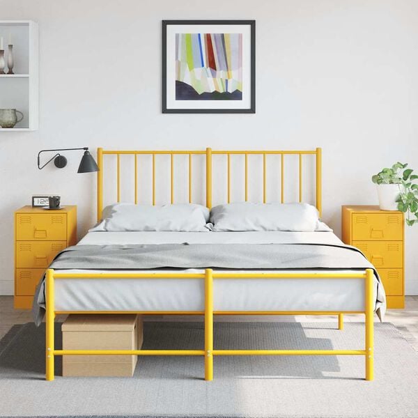 vidaXL Bedside Cabinets 2 pcs Mustard Yellow 34.5x39x62 cm Steel