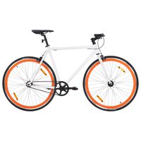 vidaXL Fixed Gear Bike White and Orange 700c 59 cm