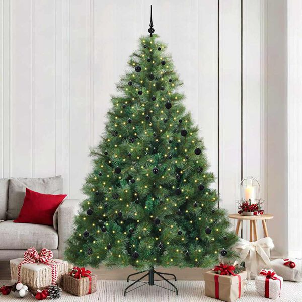 vidaXL Artificial Christmas Tree with 300 LEDs Green 240 cm PE and PVC
