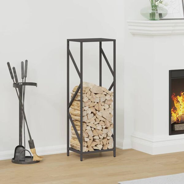 vidaXL Firewood Rack Black 34x25x100 cm Cold-rolled steel