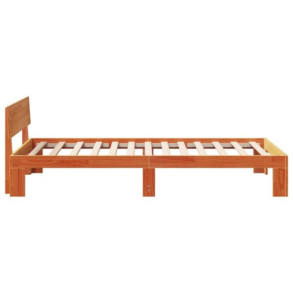 vidaXL Bed Frame with Headboard Wax Brown 90 x 200 cm Solid Pine Wood