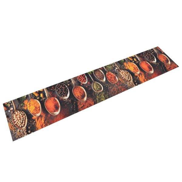 vidaXL Kitchen Rug Washable Spoon & Spices 60x300 cm Velvet