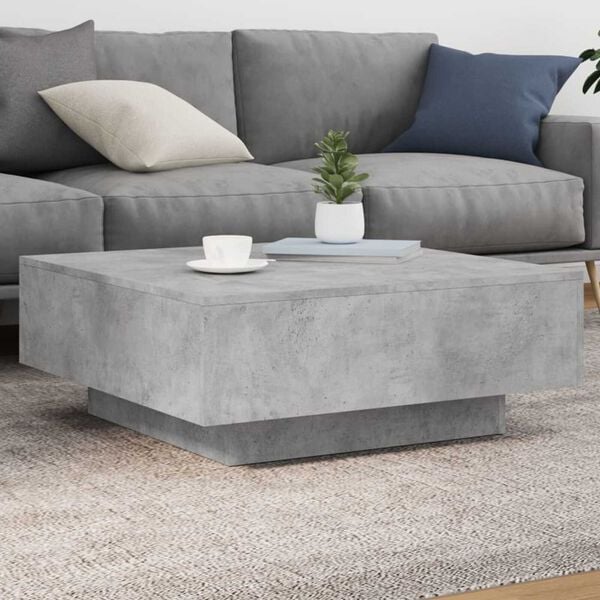 vidaXL Coffee Table with LED Lights Concrete Grey 80x80x31 cm