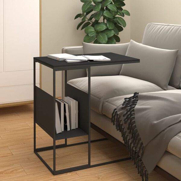 vidaXL Side Table Black 55x36x59.5 cm Engineered Wood