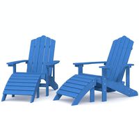 vidaXL Garden Adirondack Chairs 2 pcs with Footstools HDPE Aqua Blue