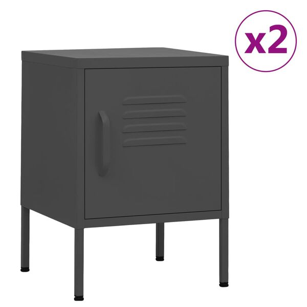 vidaXL Nightstands 2 pcs Anthracite 35x35x51 cm Steel