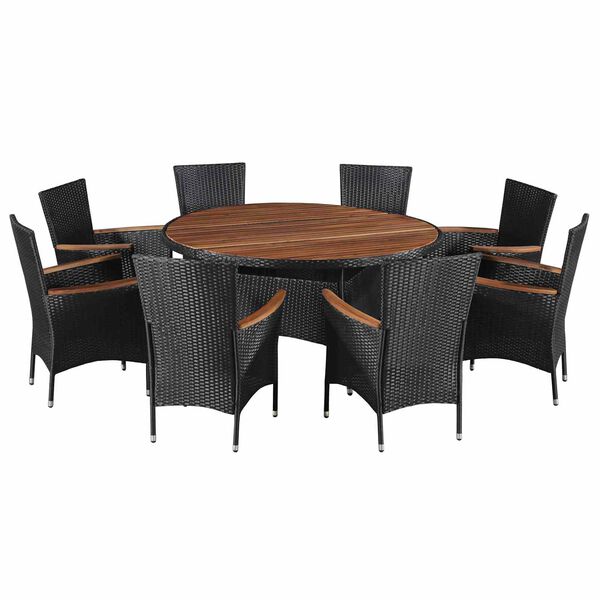 vidaXL Furniture Sets 9 pcs Black and Cream Poly Rattan