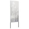 vidaXL Garden Privacy Screen Floral Silver 50 x 140 cm Stainless steel