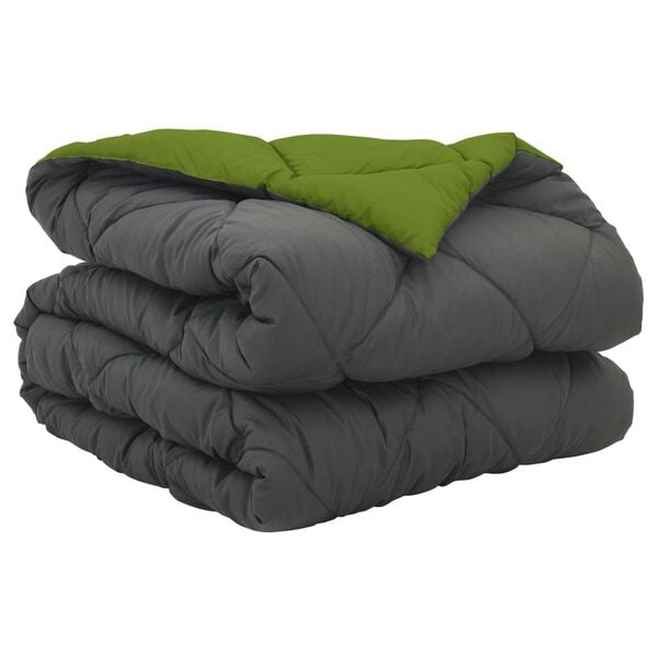 vidaXL Full Year Duvet Green and Anthracite 200 x 140 cm Microfiber