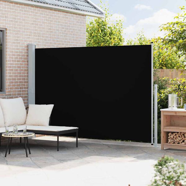 vidaXL Patio Retractable Side Awning 200x300 cm Black