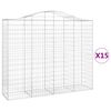 vidaXL Arched Gabion Baskets 15 pcs 200x50x160/180 cm Galvanised Iron