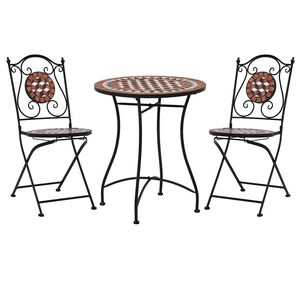 vidaXL 3 Piece Mosaic Bistro Set Ceramic Tile Terracotta