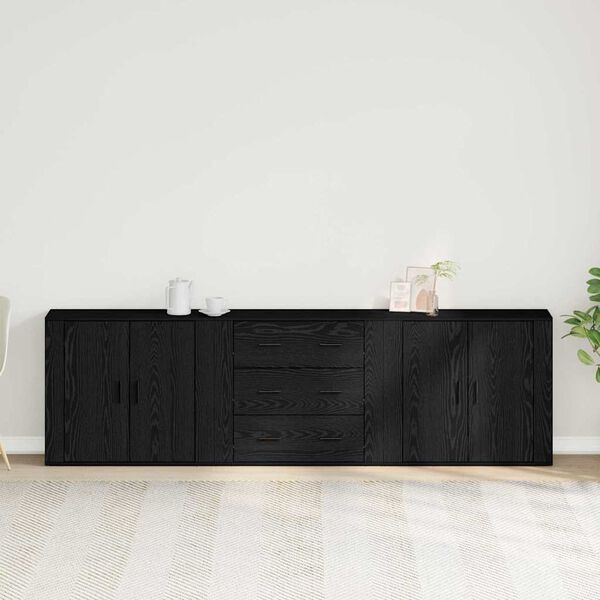 vidaXL Sideboard Black Oak 240 x 33 x 70 cm Engineered Wood