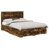 vidaXL Bed Frame with Drawer Smoked Oak 140 x 200 cm Engineered Wood