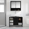 vidaXL Bathroom Furniture Set 2 pcs Black Oak Engineered Wood