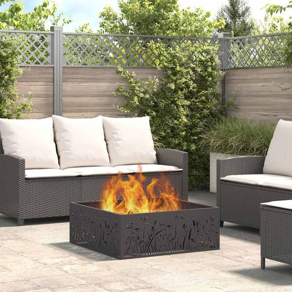 vidaXL Fire Pit Black 80 x 80 x 30 cm Steel